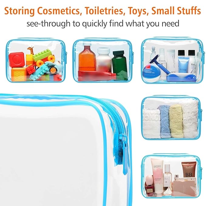 PACKISM TSA Approved Toiletry Bag - Clear Makeup Bag, Black White Blue