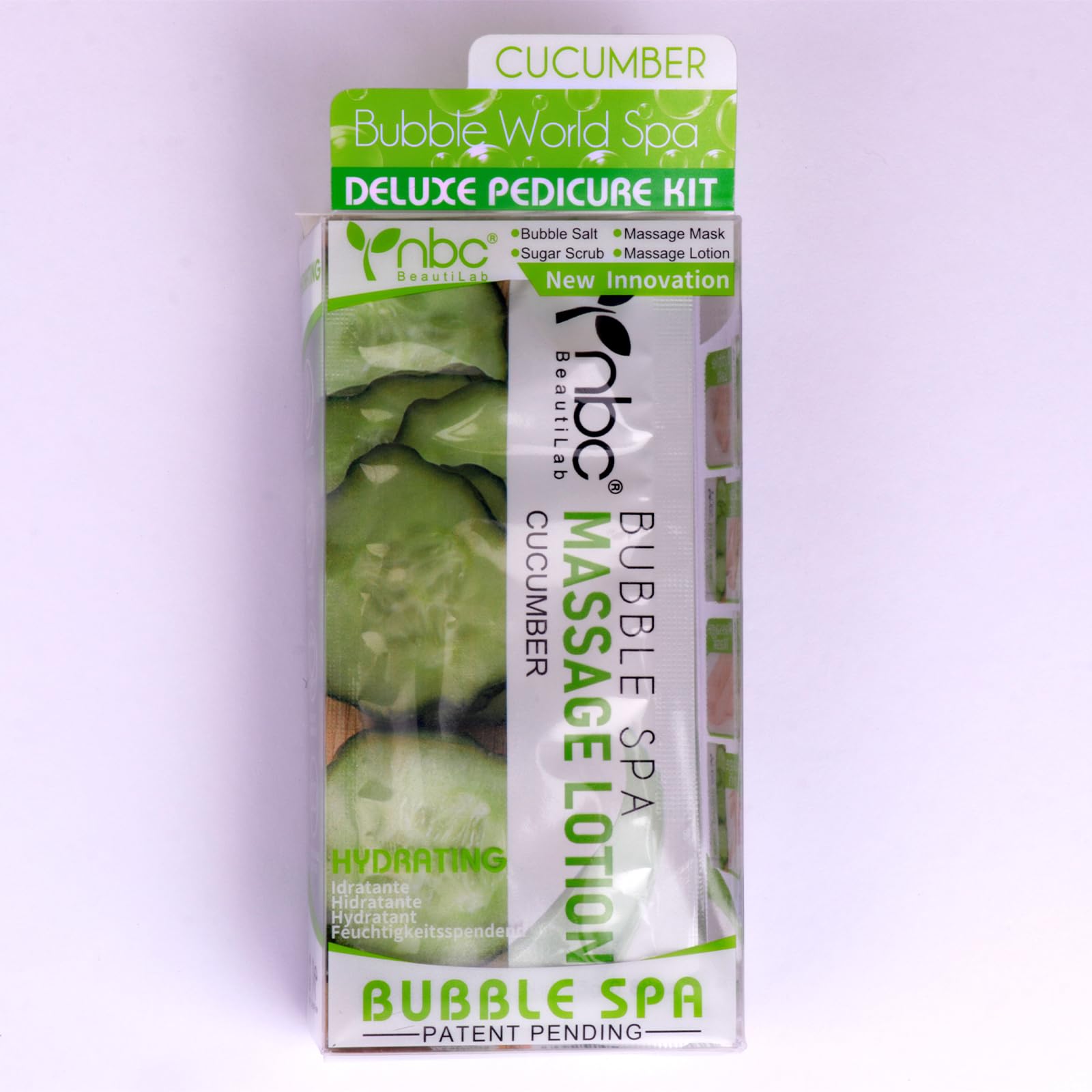 nbc BeautiLab Pedicure Kit Foot Soak Set: Bubble Salt, Sugar Scrub, Massage Mask, Massage Lotion in a Box, 4 Step Foot Spa Kit for Dry Feet(3 Set Lemon)