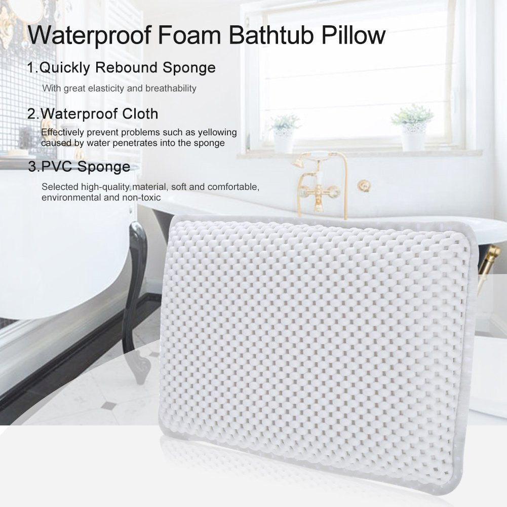 Yosoo Health Gear Spa Bath Pillow, Cushioned Bathtub Pillow with Suction Cups, PVC Bath and Spa Head Rest, White, Neck/Back Support
