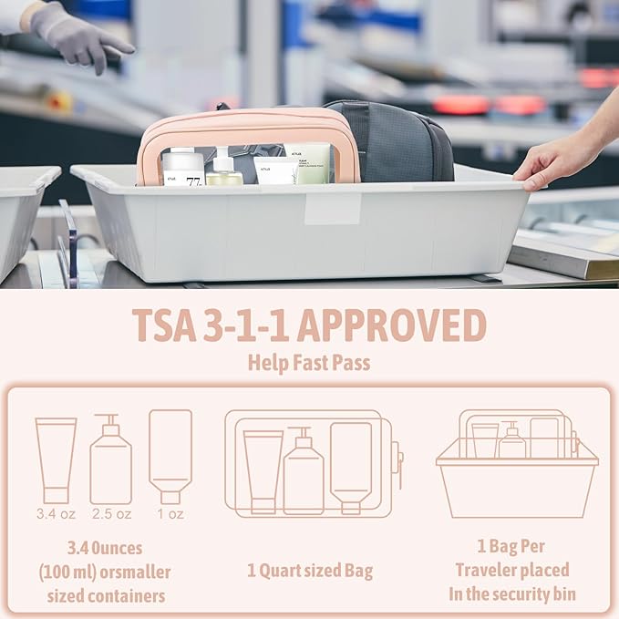 YOPCDJ 3PCS Clear Toiletry Bag,TSA Approved Travel Pouch with Zipper for Cosmetics and Toiletries，Diaper Bag Organizer Pouch Set, Purse Organizer and Clear Car Bag for Women and Kids