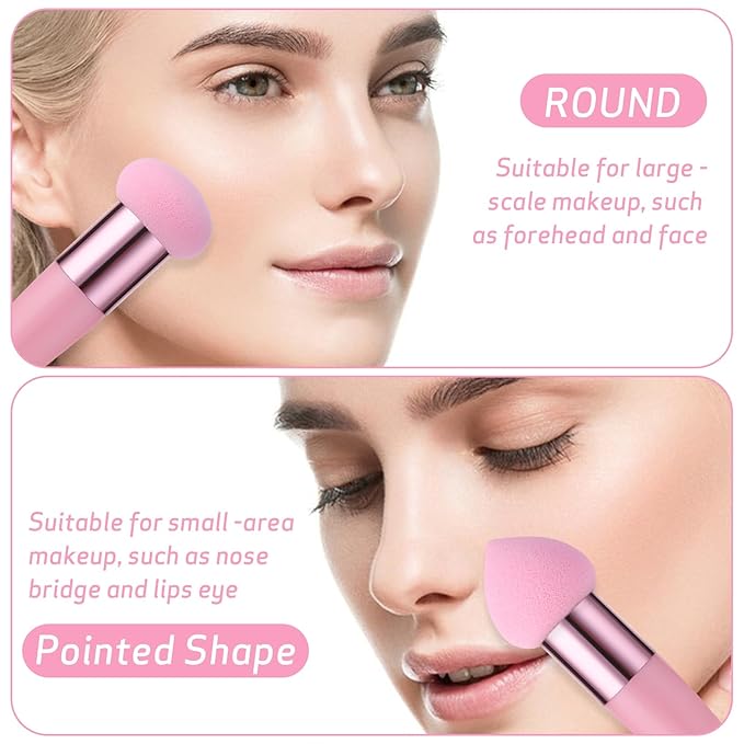 Concealer Sponge Powder Applicator 6 PC Makeup Eye Cream Tool Eyebrow Eyeliner Sponges Brush Beauty Puff Handle Round Head Foundation Foam Tip Applicators Make Up Cosmetic Sponge For Eyeshadow