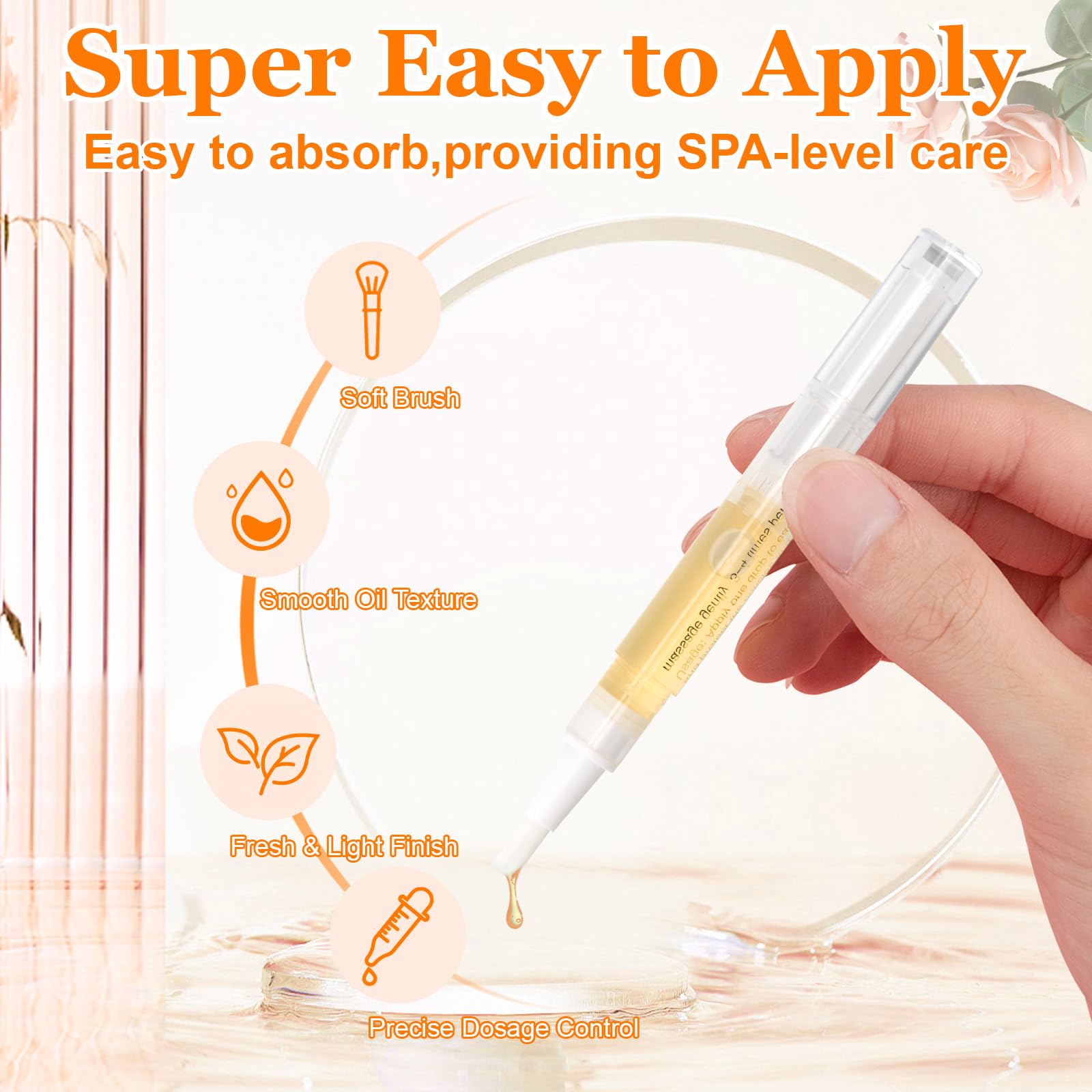 Meschett Cuticle Oil Pens with Nail File for Nail Care, 4PCS Nail Oil Pens with Natural Ingredients, Moisturizing Cuticle Oil for Fingernails and Toenails (Mix Flavors)