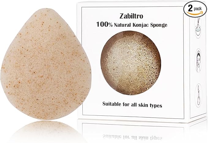 Natural Walnut Konjac Facial Sponges - Waterdrop- for Gentle Face Cleansing and Exfoliation Eco-Friendly - Skincare Face Body Washing Cleaning - with Walnut + Konjac,1pc.