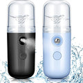 Honoson 2 Pack Nano Facial Mister Spray Bottle Handheld Humidifier Portable Face Mister for Eyelash Extensions USB Rechargeable 1 oz Mini Skin Care Machine for Daily Makeup(Black and Blue)