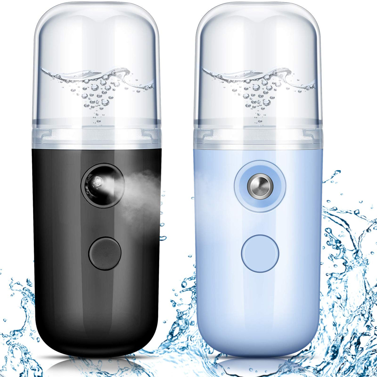 Honoson 2 Pack Nano Facial Mister Portable Sprayer(Black and Blue)