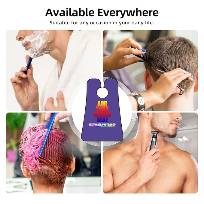 Custom Beard Apron for Men Personalized Gift with Name Image Picture Text Beard Shave Cape Customized Beard Trimming Catcher Bib for Bathroom Lilac