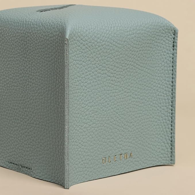 OLETHA Square Tissue Box Cover - Aesthetic Desk Decor for Room, Home & Office - Tissues Cube Boxes Holder - Sky Blue