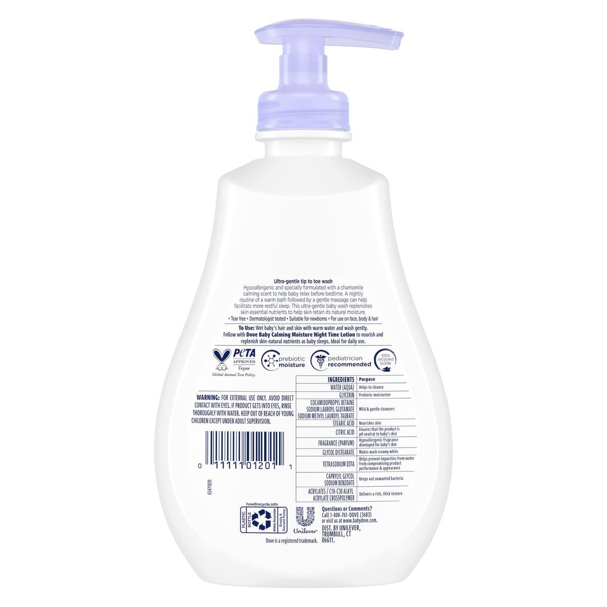 Baby Dove Sensitive Skin Care Baby Wash Calming Moisture 13 oz