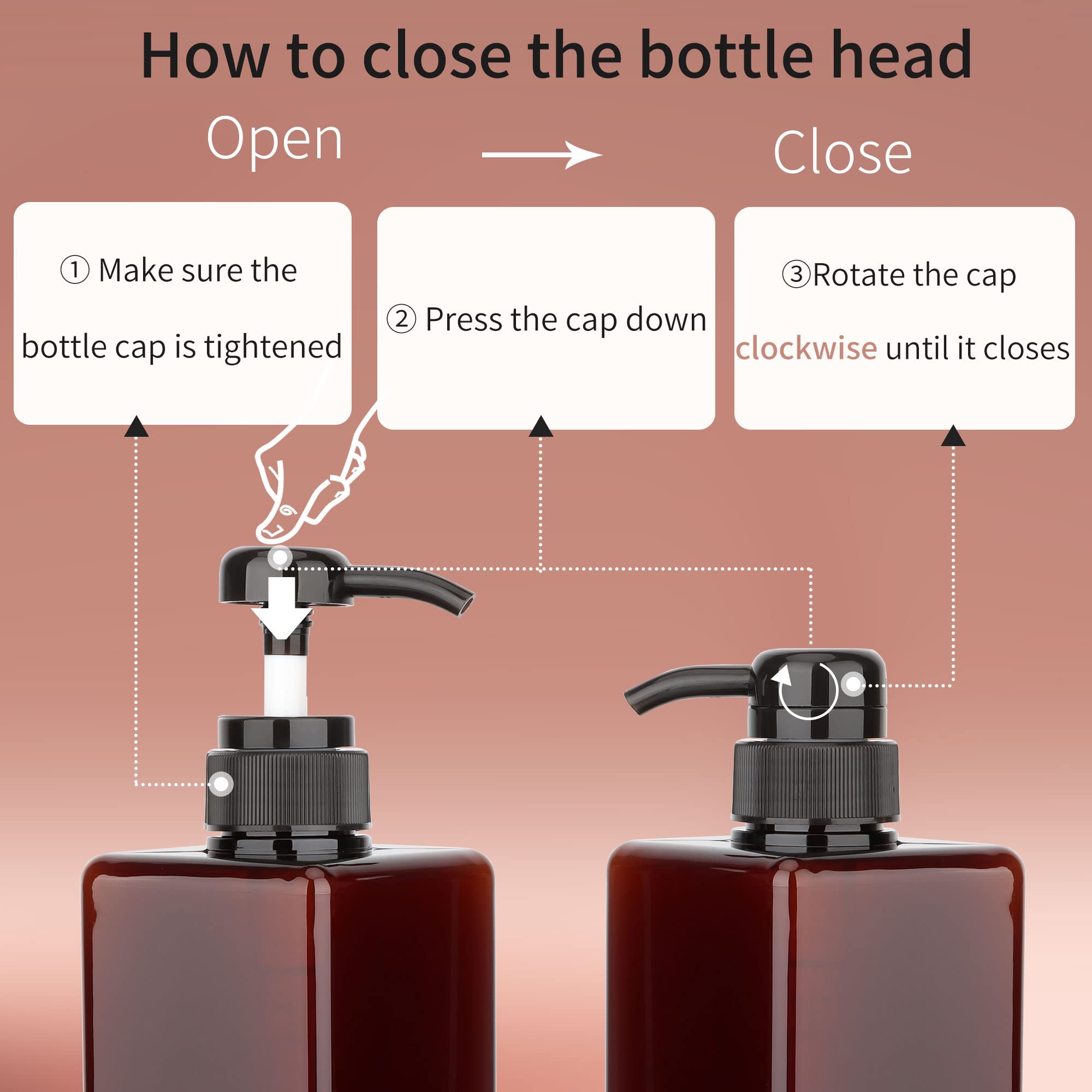 450ml (15.2oz) Pump Bottle Dispenser Jansburg 2Pack Refillable Square Plastic Lotion Dispenser Empty Lotion Pump Bottle for Essential Oil Soap Lotion Shampoo, Bathroom/Kitchen/Travel Amber