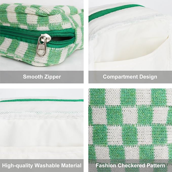 CekPo Sanitary Napkin Storage Bag, Menstrual Pad Zipper Checkered Portable Period Bag Panty Liners, Tampon Pouch for Women Ladies Daily Use Storage Purse Travel
