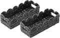 Coeusy Balck Toilet Basket,Set of 2 Scalloped Wicker Basket with Built-in Handles,Long Back of Toilet Baskets for Shelf,Tank Topper,Countertop,Rectangle