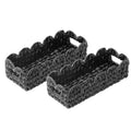 Coeusy Balck Toilet Basket,Set of 2 Scalloped Wicker Basket with Built-in Handles,Long Back of Toilet Baskets for Shelf,Tank Topper,Countertop,Rectangle