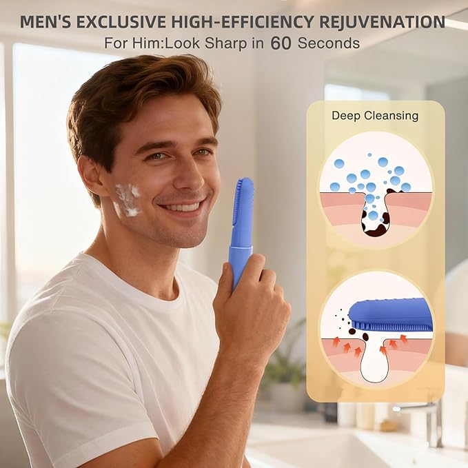 Face Scrubber with Heated,3 Modes Waterproof Rechargeable Portable Travel Size Makeup Remover Cleansing, Exfoliating and Massaging Facial Scrubber for Men &Women