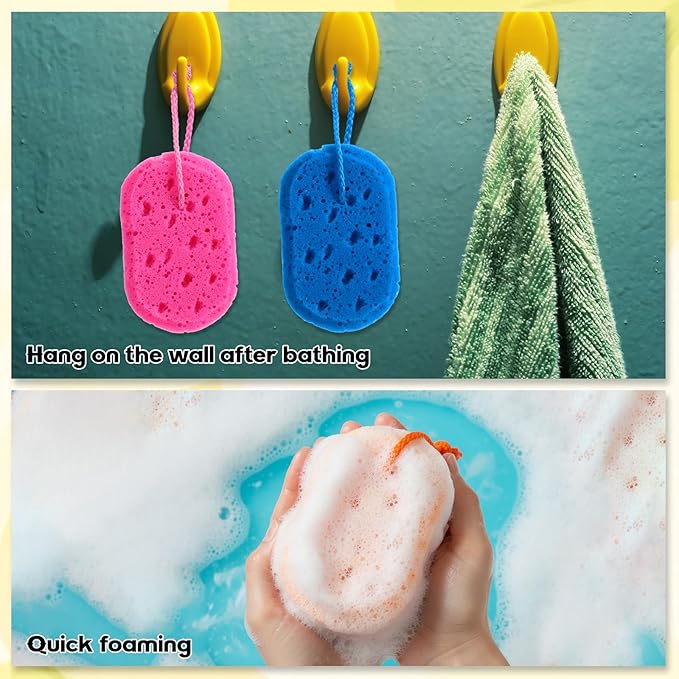12 Pcs Exfoliating Bath Sponge Body Loofah Sponges Shower for Women Reusable Soft Bathing Pouf Foam Luffa Body Scrubber and Rich Lather, Color Matching (Bright Color)