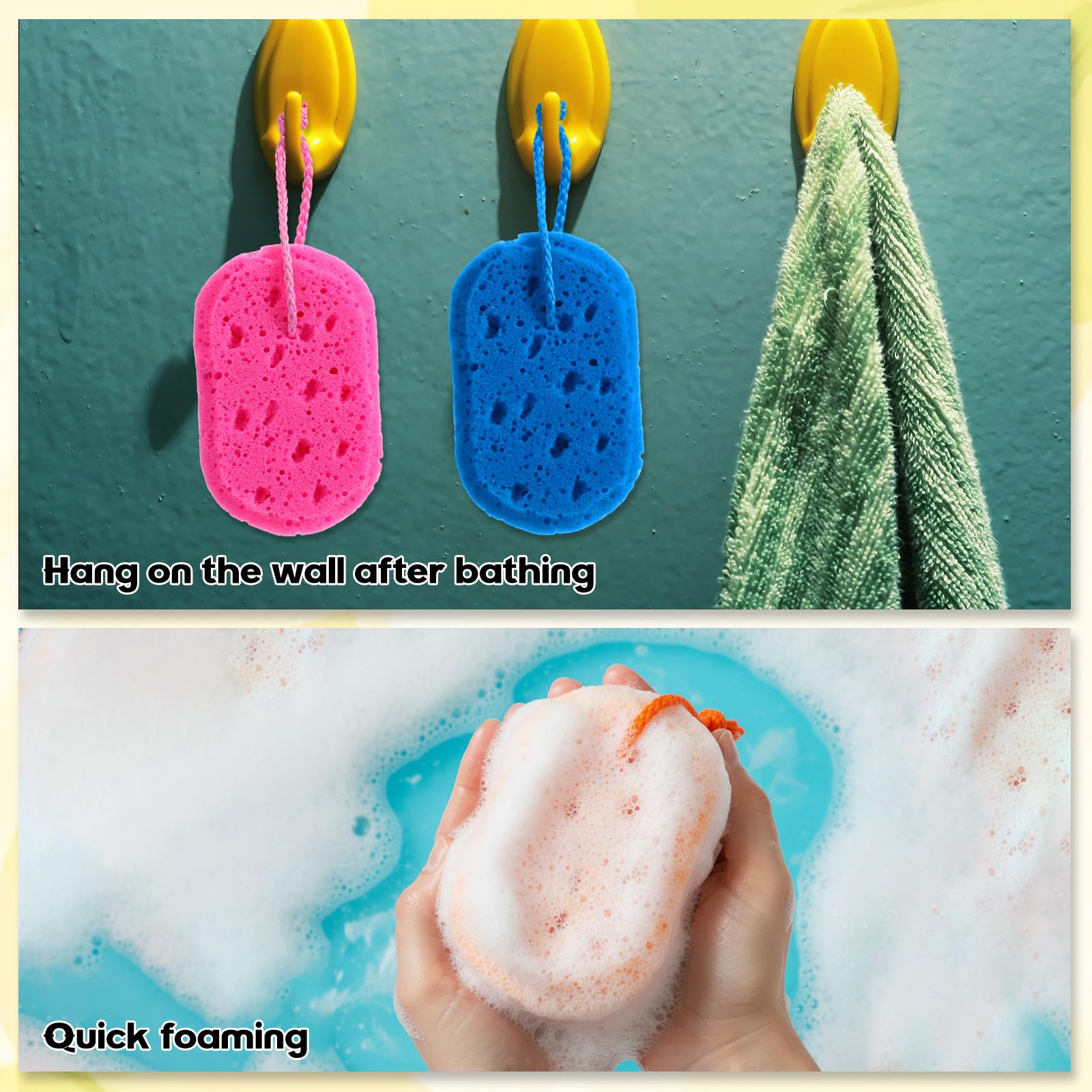 FoldTier 36 Pcs Exfoliating Bath Sponge Body Loofah Sponges for Shower Women Reusable Soft Bathing Pouf Foam Lufa Body Scrubber and Rich Lather, Color Matching (Bright Color)