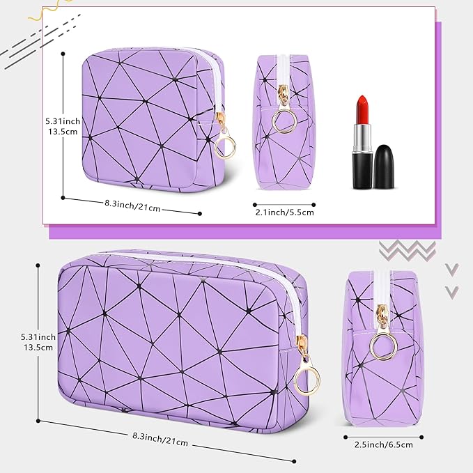 Likesing Period Bag for Teen Girls, Leather Sanitary Napkin Storage Bag, Portable Menstrual Pad Bag Period Pads Pouch, Small Make Up Bags (Purple)