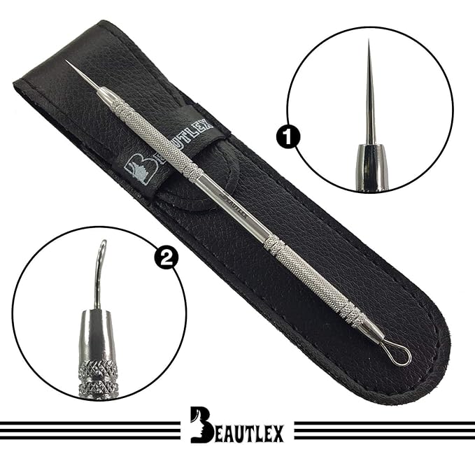 Blackhead Remover Tool and Comedone Extractor Tool. Double Ended Loop & Sharp Pimple Extractor. Stainless Steel Professional Blemish Extractor Tool for Acne