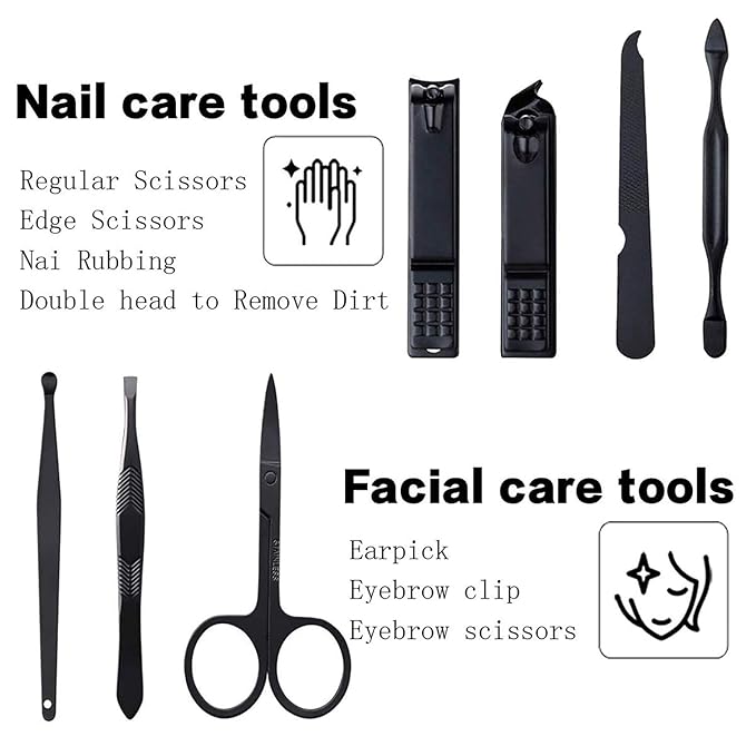 Manicure Set Pedicure Kit Womens Nail Clippers Set 32 in 1 Professional Grooming Care Tools Nail Kit Including Facial, Fingernails and Toenails Care with Travel Case Women (Red_7 Pieces)