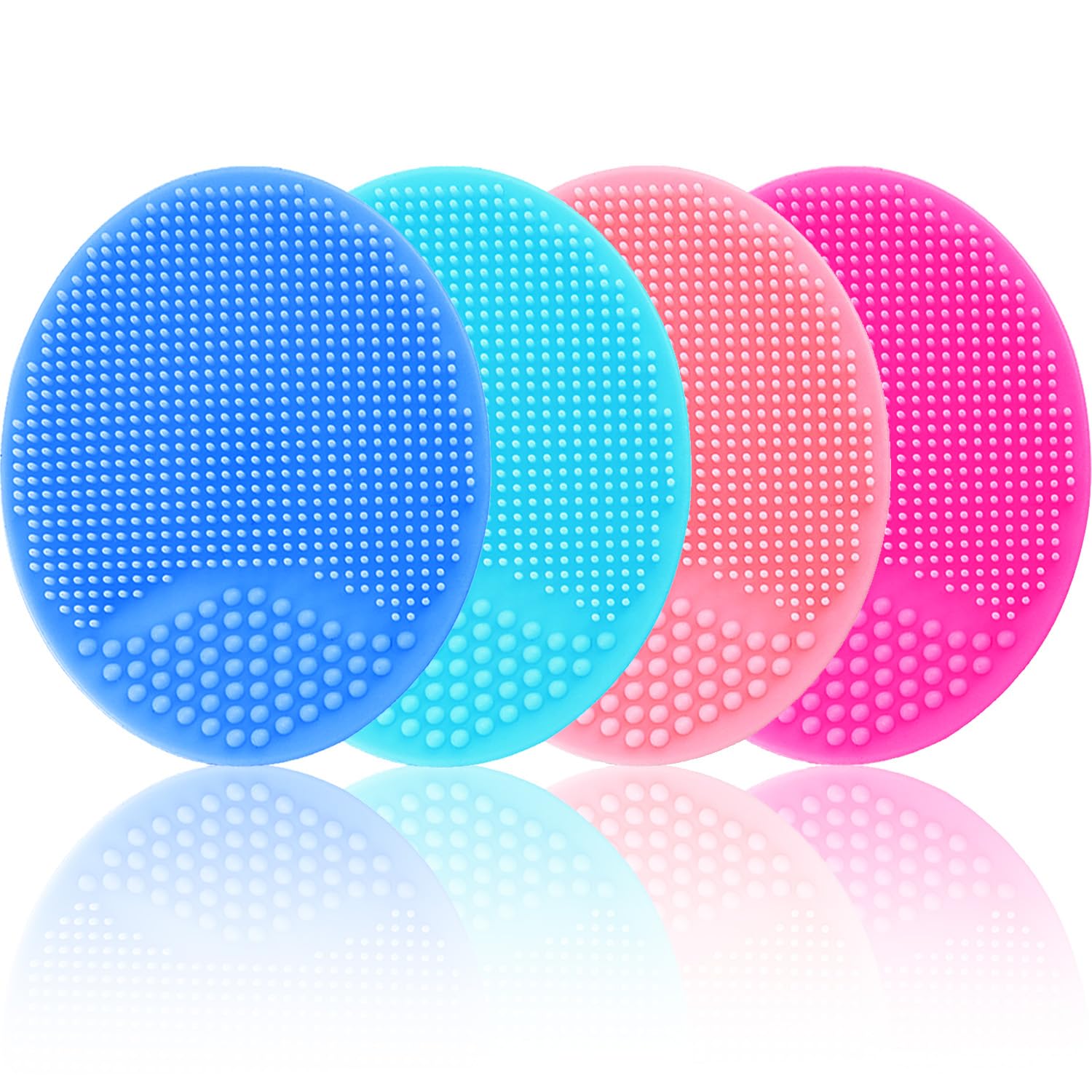 Silicone Facial Cleansing Brush - 4 Pack Face Scrubber & Exfoliator for Deep Cleaning, Soft Brush, Blackhead & Acne Pore Care