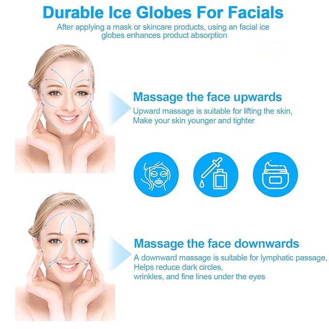 CGBE 360 Rotating Ice Globes for Face, Food-Grade Stainless Steel Facial Globes for Cryo Therapy, Smaller Ice Globes for Facials Reduce Wrinkles & Swelling - White