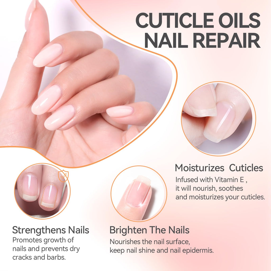 gelike ec Nail Cuticle Oil - Rose Scent Dual Color Nail Moisturizing With Natural Jojoba Vitamin B & E for Nail Bed ＆ Damaged Nails Repair Treatment - Cuticle Cream for Nail Growth and Strength