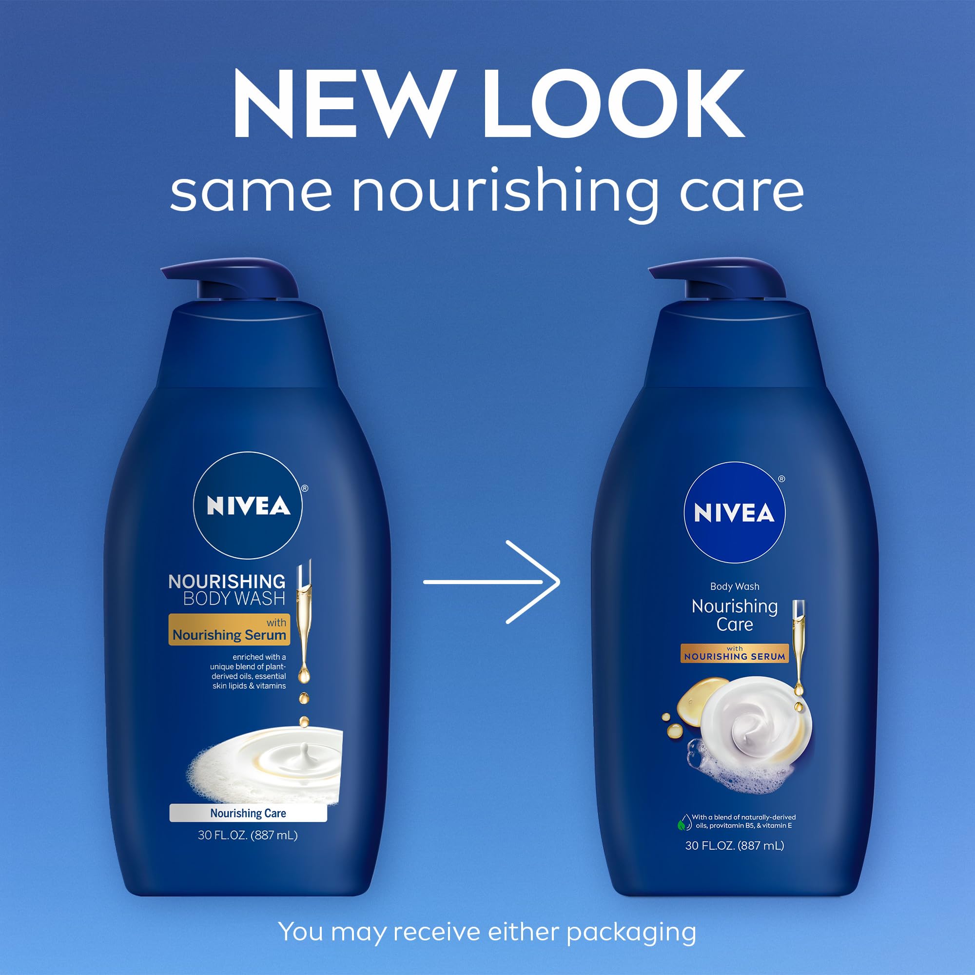 NIVEA Nourishing Care Body Wash with Nourishing Serum, 30 FL OZ