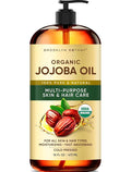 Brooklyn Botany Cold-Pressed Organic Jojoba Oil | 16 Fl Oz | Hair | Face | Body | 100% Pure and Natural | Carrier Oil | Aromatherapy | Massage | Ayurvedic Hair Care | Hexane-Free