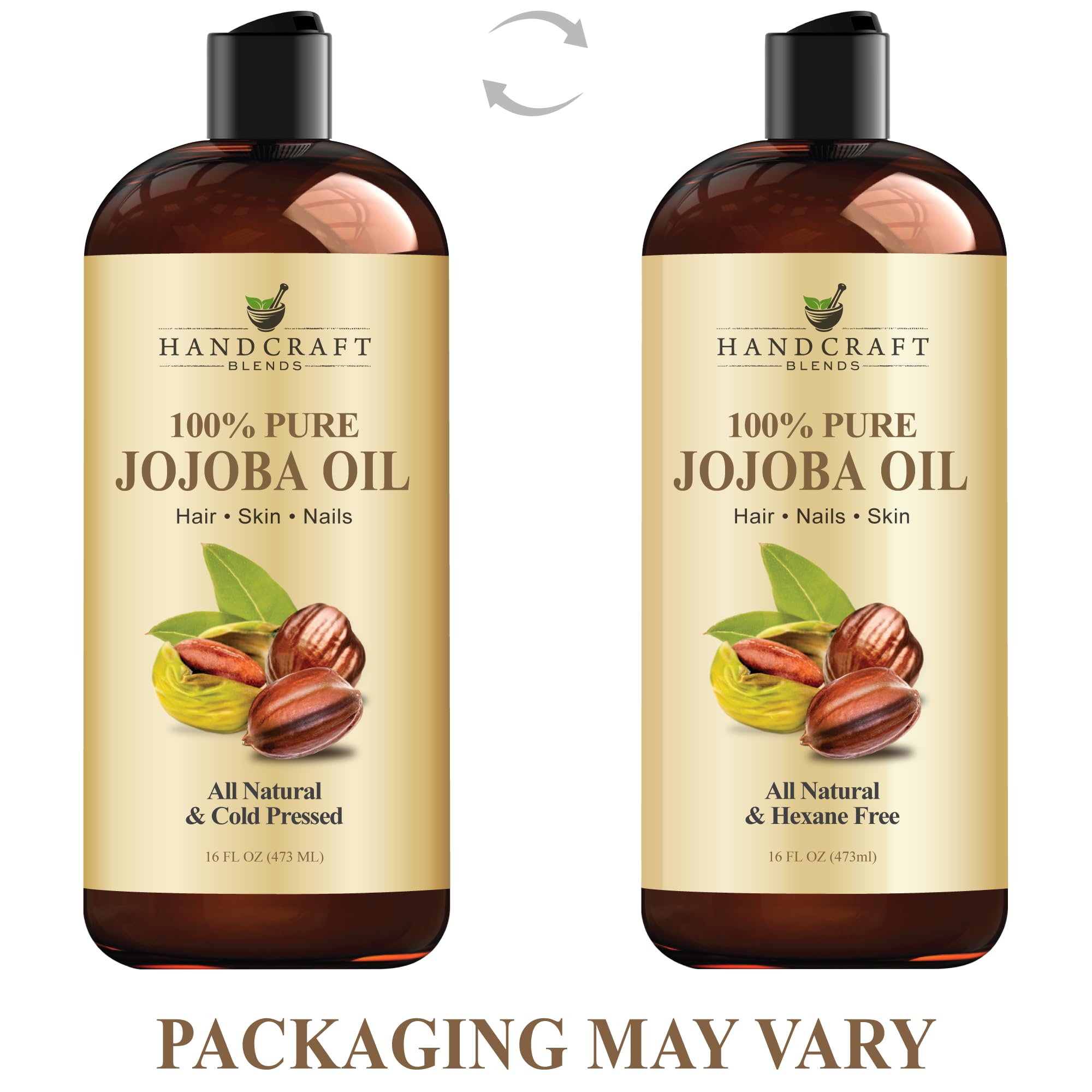 Handcraft Blends Jojoba Oil | 100% Pure and Natural | Ayurvedic Skin Care | Premium Grade Carrier Oil | Face | Skin | Hair | Massage | Cold-Pressed | Hexane-Free | 16 Fl Oz