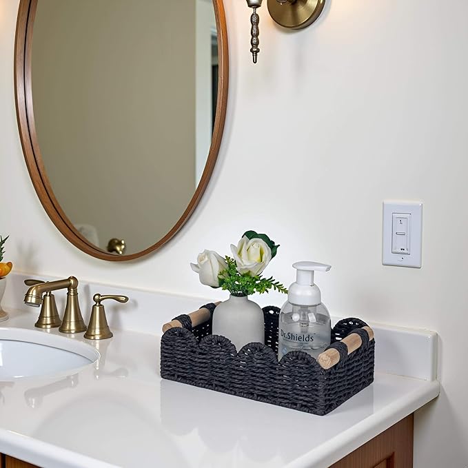 CubesLand Bathroom Basket Organizer, Toilet Tank Paper Storage Baskets 2PK