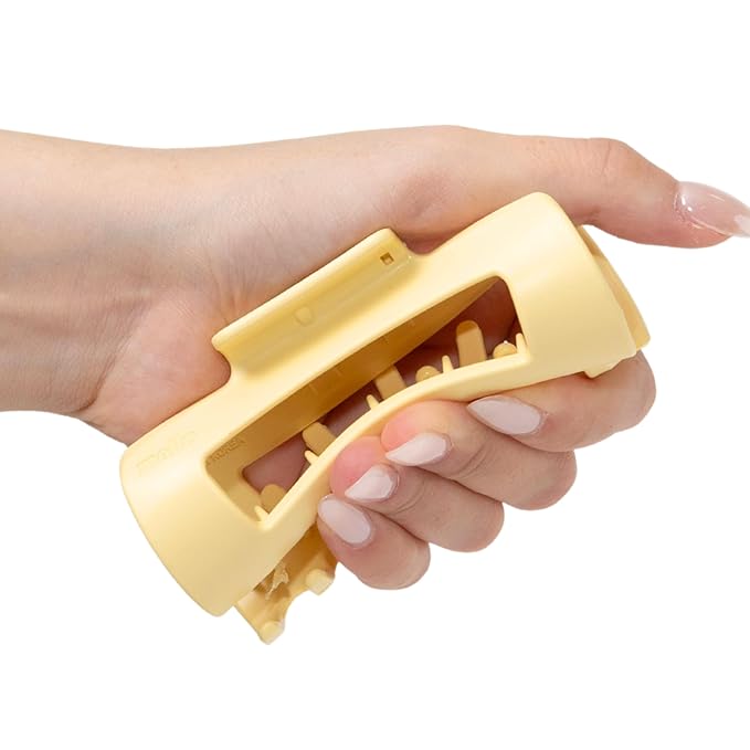 Mello Medium Hair Clip - Flexible Comfort Hair Claw for Women, Strong Hold for Thick & Thin Hair Styling, Durable Material, Matte Non-Slip Finish, Made in Korea, Patent Pending (Yellow, Medium)