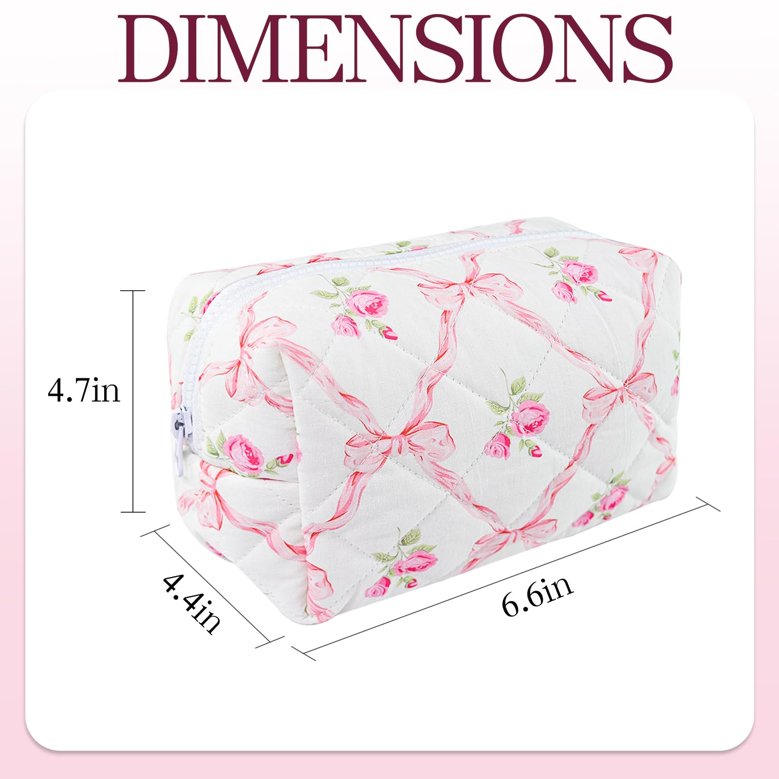 Quilted Makeup Bag Floral Cotton Make up Bag Puffy Coquette Makeup pouch Aesthetic Cute Travel Toiletry Bag for Women Girls