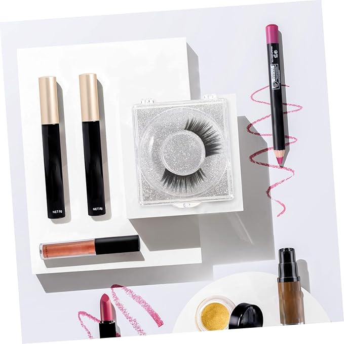 FOYTOKI 6pcs Eyelash Storage Boxes Square Glitter Eyelash Packaging Cases Unique Silver Card Design for Easy Viewing and Protection