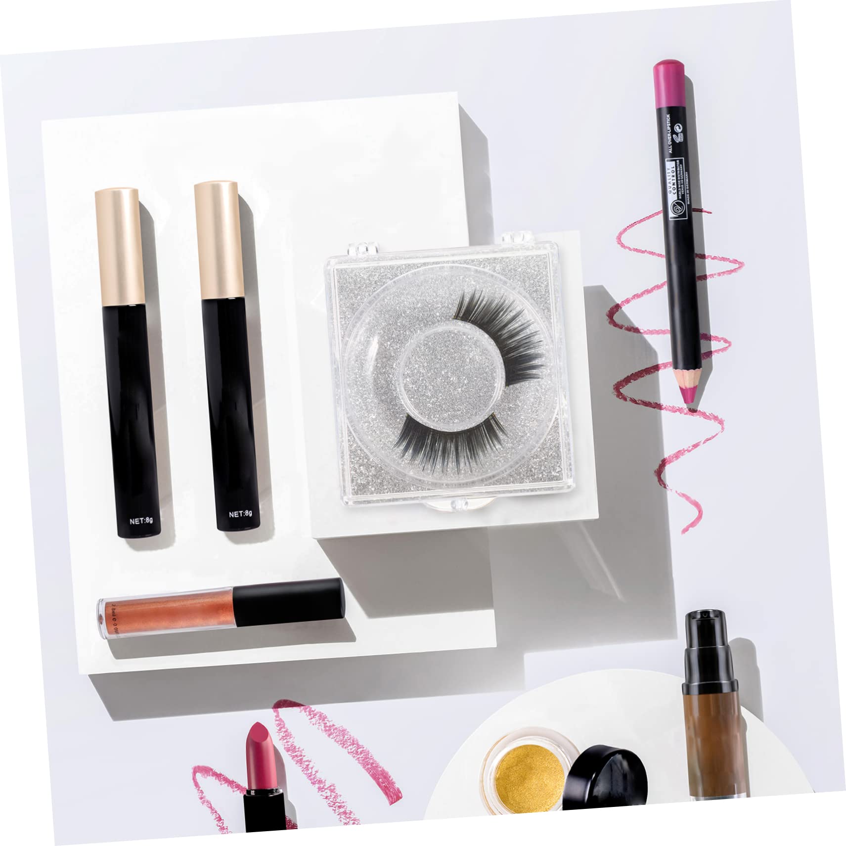 FOYTOKI 6pcs Eyelash Storage Boxes Square Glitter Eyelash Packaging Cases Unique Silver Card Design for Easy Viewing and Protection