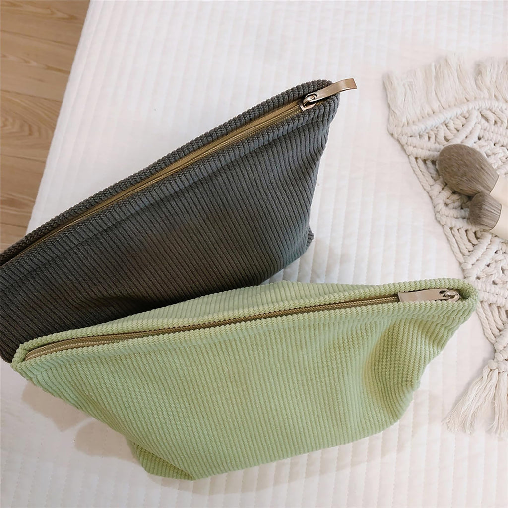HAPPYHEIDI Large Makeup Bag Travel Cosmetic Pouch, Vanilla Green