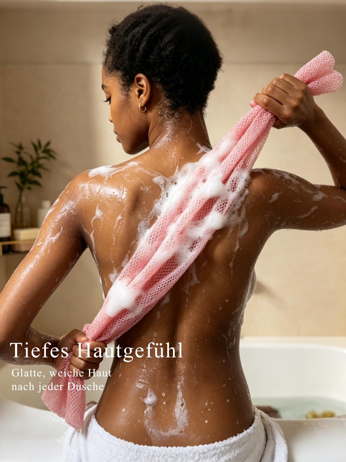 SPMKTBOZAI 4 Pack African Net Sponge, African Exfoliating Net for Body