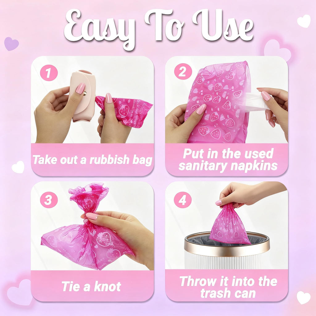 Eyryfui Sanitary Napkin Disposal Bags with Dispenser, Feminine Hygiene Disposal Bags for Tampons Trash Bag, Personal Care Sanitary Bag for Women Privacy Handling (Multicolor)