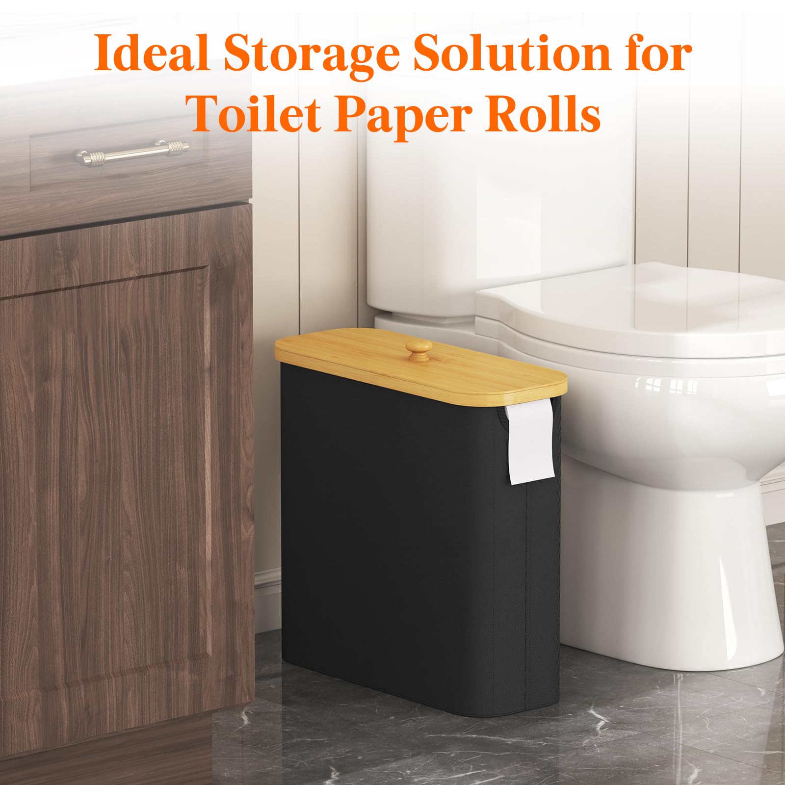 Lifewit Toilet Paper Storage Holder, Extra Large Stand Basket, 30L, Black