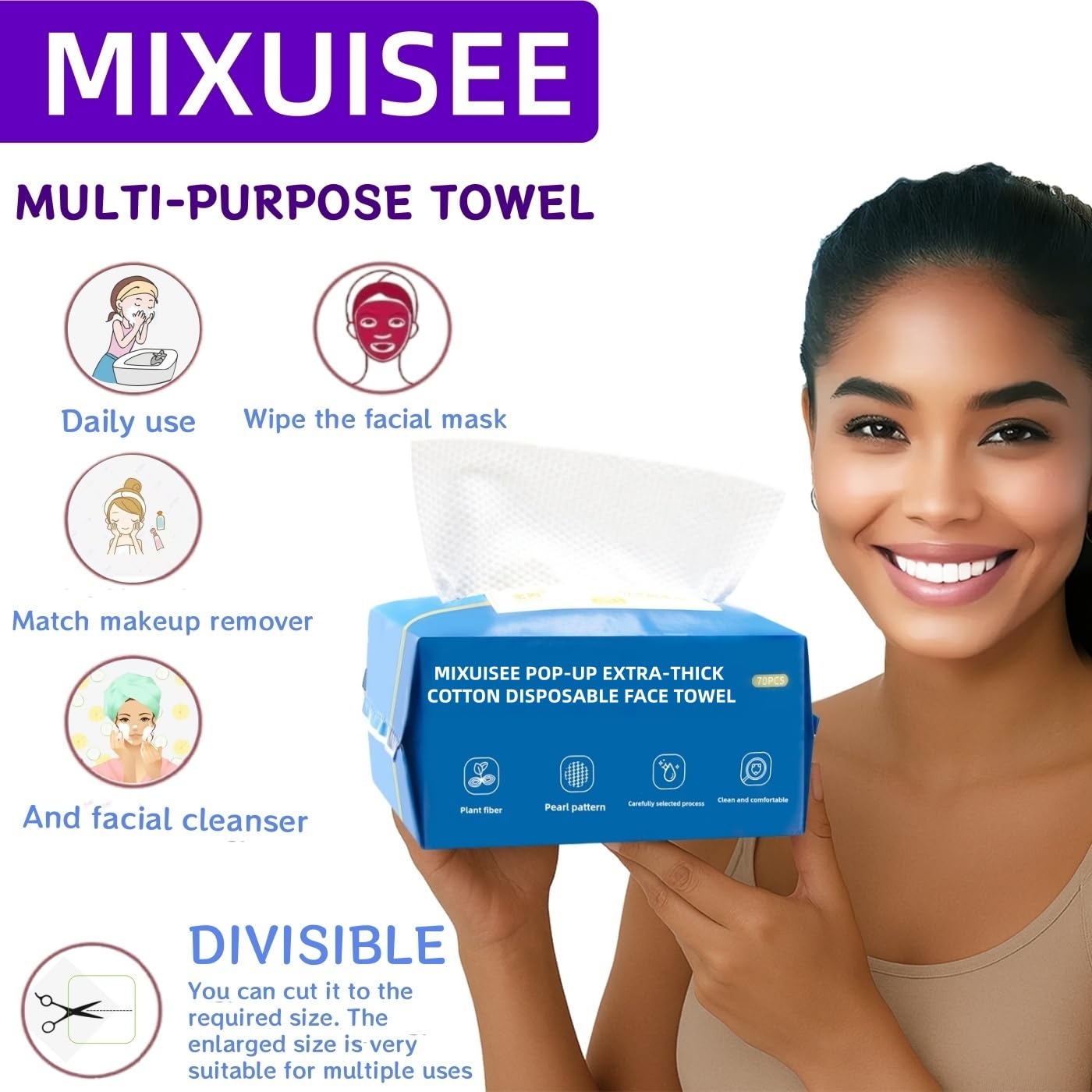 MIXUISEE face towels,Disposable face towel,Thick and soft,100% cotton towel