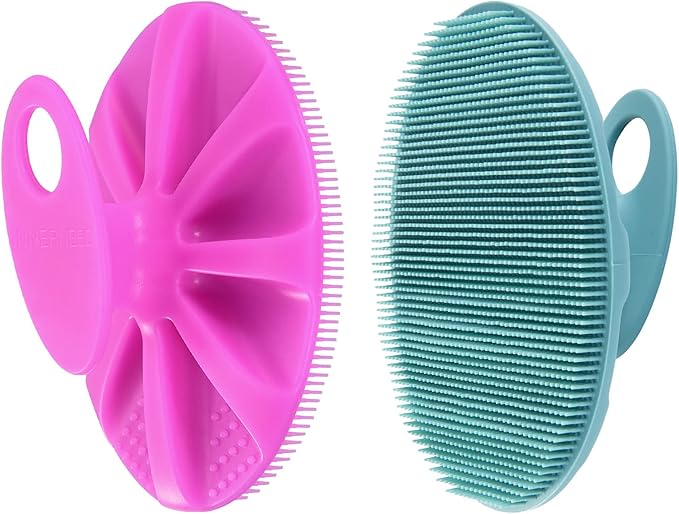 INNERNEED Silicone Body Cleansing Brush Exfoliating Scrubber, DGreen+Purple