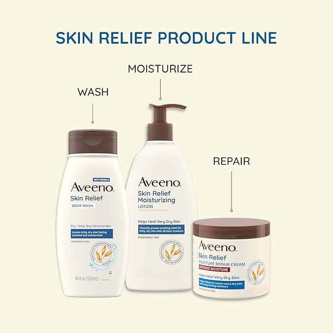 Aveeno Skin Relief Body Wash for Dry Skin, Gentle Coconut Scent and Soothing Triple Oat Formula, Moisturizing Body Wash Leaves Itchy, Dry Skin Cleansed & Feeling Soothed & Moisturized, 18 Fl Oz