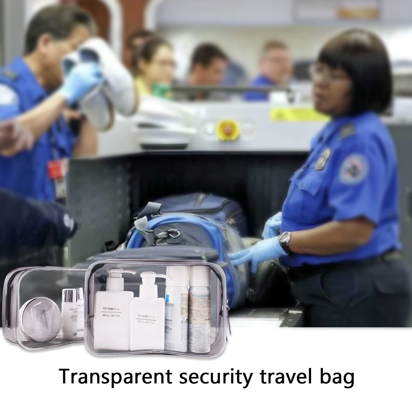 Buminee Clear Travel Bags for Toiletries, Lightweight Toiletry Bag, 2 Pack Multipurpose Transparent TSA Cosmetic Bag