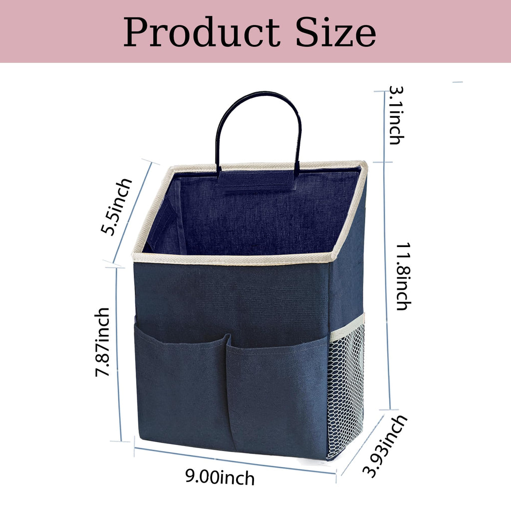 Someteth 2pcs Wall Hanging Storage Bag,Wall Hanging Organizer Bags with Pockets, Wall Organizer Storage for Dormitory Bathroom Bedroom Kitchen(Navy Blue)