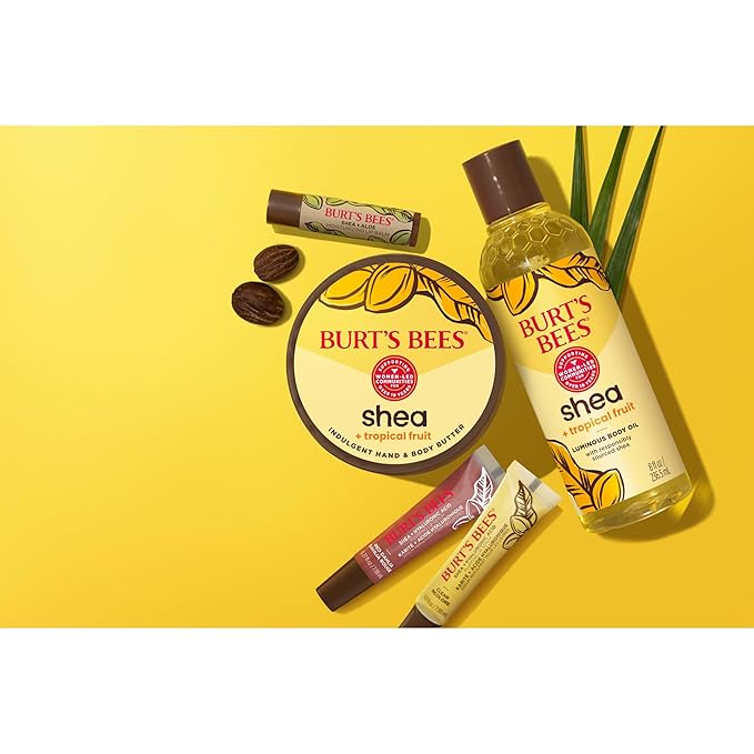 Burt's Bees Shea + Tropical Fruit Indulgent Hand and Body Butter, Non-Greasy, Antioxidant Rich for Glowing Skin, Non-Irritating, Natural Origin Skin Care, 11 oz.