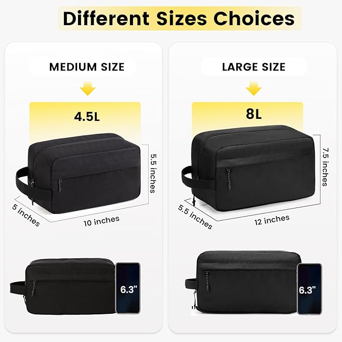 Vorspack Travel Toiletry Bag for Men - Hanging Toiletries Bag Water Resistant Travel Bag for Toiletries Accessories - Black