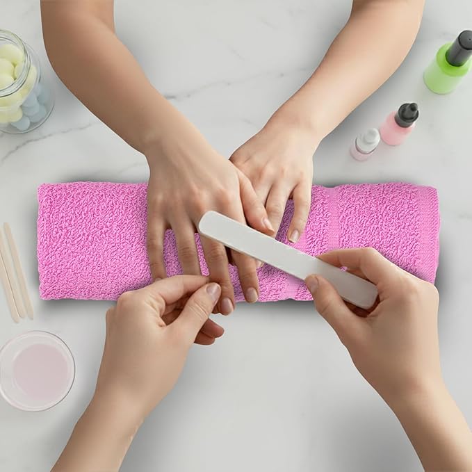STF Linen Hand Towels (Pack of 40) Pink Economy Towels Salon Towels - 100% Cotton Spa Towel – 16 x 27 Inches Highly Absorbable, Facial, Gym, Hair, Face Towels Bulk