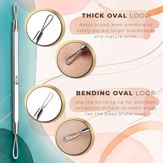 Blackhead Remover Professional Skincare Spot Treatment Blackhead Remover Tool for Blemish Comedone Whiteheads Pimple Popper with Double Sided Soft Touch and Anti-Slip Design (Silver 2Pcs)