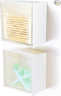 Josphlies Qtip Holder Wall Mount for Cotton Swabs, Balls, Pads, Hair Ties,Floss Picks- Small Plastic Bathroom Wall Organizers and Storage Set,Bedside Shelf,Home Decor,Dorm Room Essentials (2)