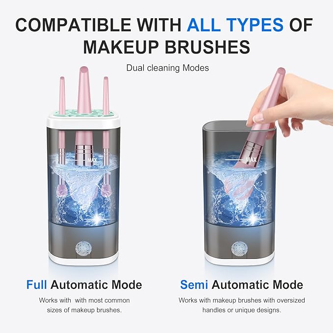 Vitascape Electric Makeup Brush Cleaner Machine With Makeup Brush Holder Portable, Automatic Cleaner for Makeup Brushes and Sponges (Black)