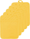 VEIKERY Oven Pot Holder with Pocket Cotton Heat Resistant Coaster Potholder Kitchen Hot Pad Oven Mitts for Cooking Square 7"x9"Set of 5 (Yellow)