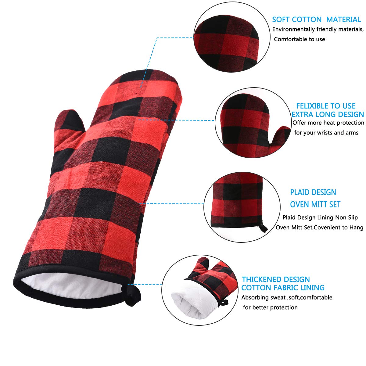 Win Change Oven Mitts and Potholders BBQ Gloves-Oven Mitts and Pot Holders with Recycled Infill Silicone Non-Slip Cooking Gloves for Cooking Baking Grilling (4-Piece Set) (Black/Red)
